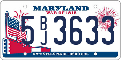 MD license plate 5BJ3633