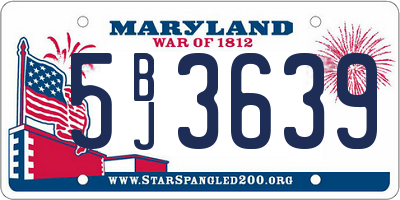 MD license plate 5BJ3639