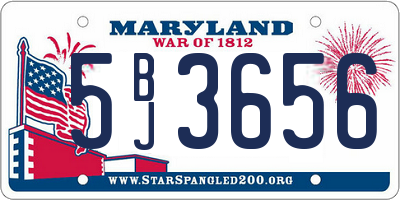 MD license plate 5BJ3656