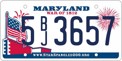 MD license plate 5BJ3657