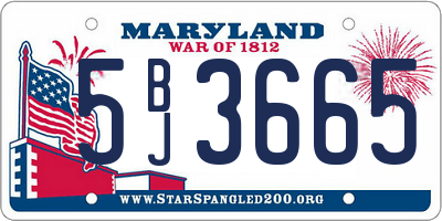 MD license plate 5BJ3665