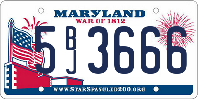 MD license plate 5BJ3666