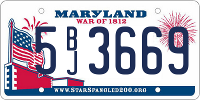 MD license plate 5BJ3669