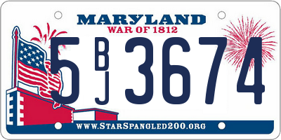 MD license plate 5BJ3674