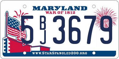 MD license plate 5BJ3679