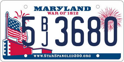 MD license plate 5BJ3680