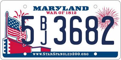 MD license plate 5BJ3682