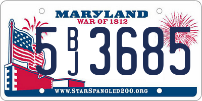 MD license plate 5BJ3685