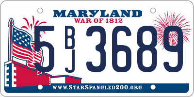 MD license plate 5BJ3689