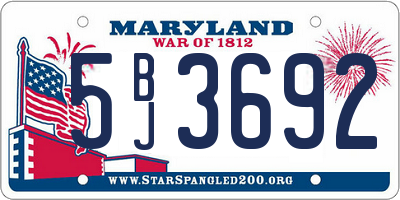 MD license plate 5BJ3692