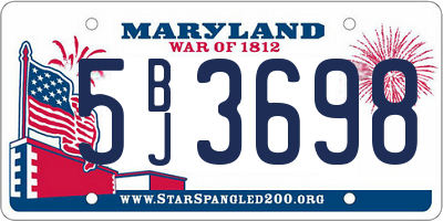 MD license plate 5BJ3698
