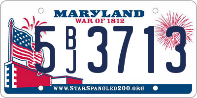 MD license plate 5BJ3713
