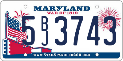 MD license plate 5BJ3743