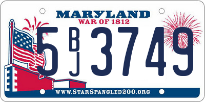 MD license plate 5BJ3749