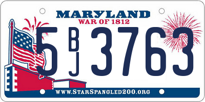 MD license plate 5BJ3763