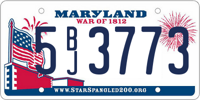 MD license plate 5BJ3773
