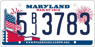 MD license plate 5BJ3783