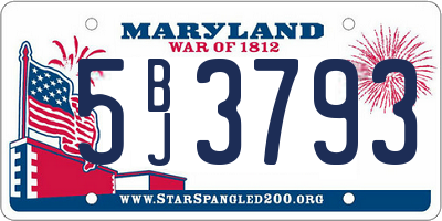 MD license plate 5BJ3793