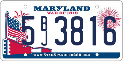 MD license plate 5BJ3816