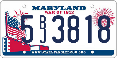 MD license plate 5BJ3818