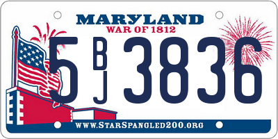 MD license plate 5BJ3836