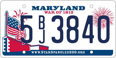MD license plate 5BJ3840