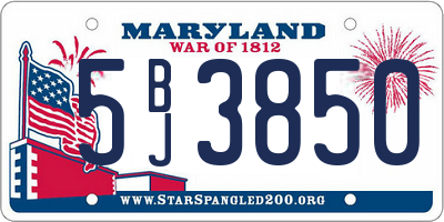 MD license plate 5BJ3850