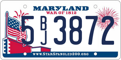 MD license plate 5BJ3872