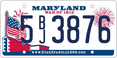 MD license plate 5BJ3876