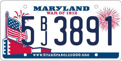MD license plate 5BJ3891