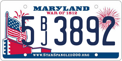 MD license plate 5BJ3892