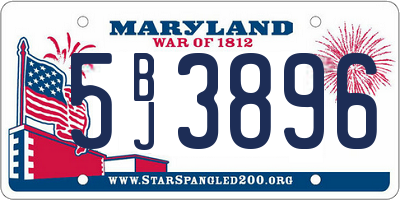 MD license plate 5BJ3896
