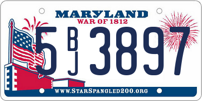MD license plate 5BJ3897