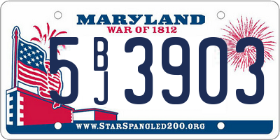 MD license plate 5BJ3903