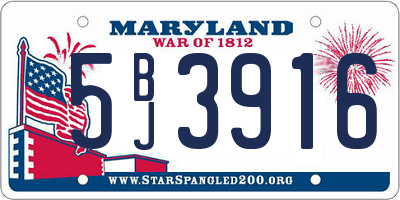 MD license plate 5BJ3916