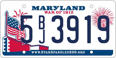 MD license plate 5BJ3919