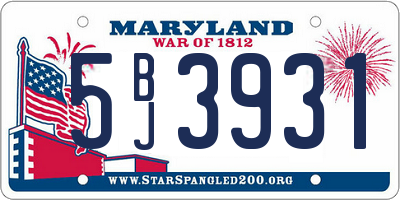 MD license plate 5BJ3931