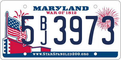 MD license plate 5BJ3973