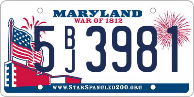 MD license plate 5BJ3981
