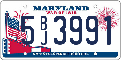 MD license plate 5BJ3991