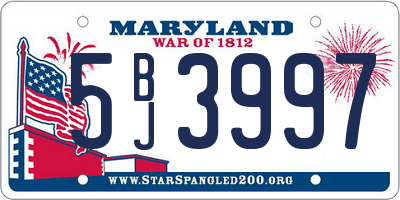 MD license plate 5BJ3997