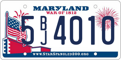 MD license plate 5BJ4010