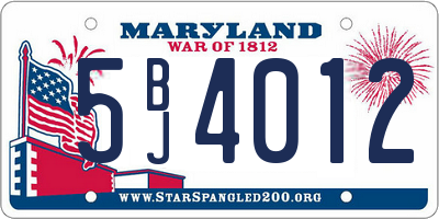 MD license plate 5BJ4012