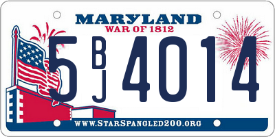 MD license plate 5BJ4014