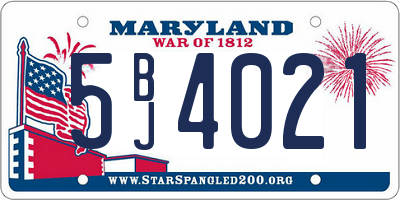 MD license plate 5BJ4021