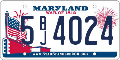 MD license plate 5BJ4024