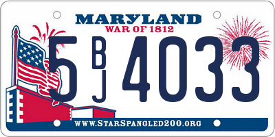 MD license plate 5BJ4033