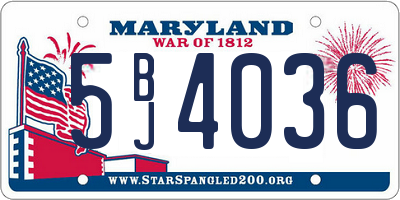 MD license plate 5BJ4036