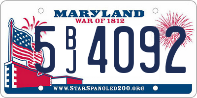 MD license plate 5BJ4092