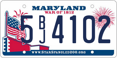 MD license plate 5BJ4102
